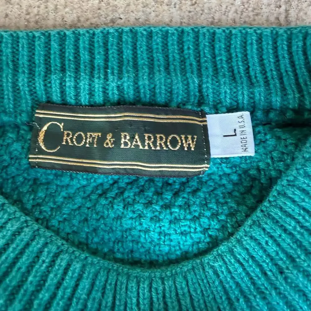 Vintage Croft & Barrow Textured Golf Embroidered Cotton Crewneck Sweater